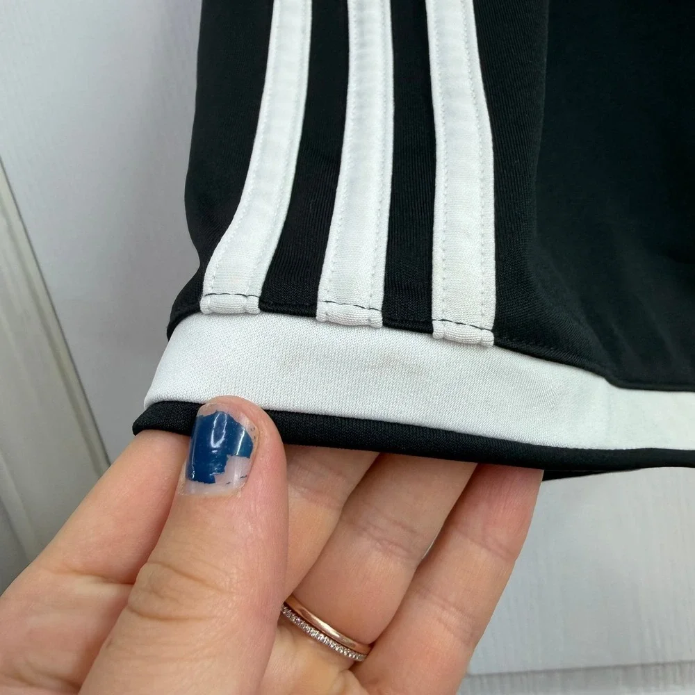 Adidas youth boy's black white striped pull on athletic basketball shorts casual